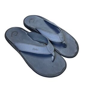 Olukai Ohana Flip Flops Thong Sandals Men's 16 Gray Black Shoes